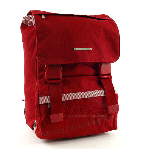Školní batoh Benetton, na přezky červená