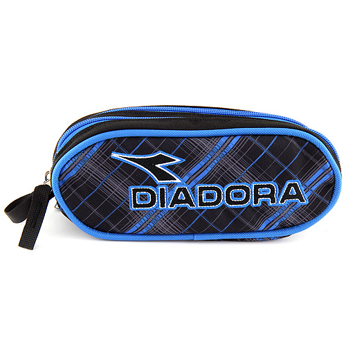 Školní penál Diadora, elipsovitý, černo-modrý