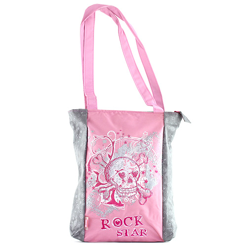 Nákupní taška Target, šedá s růžovým motivem Rock Star