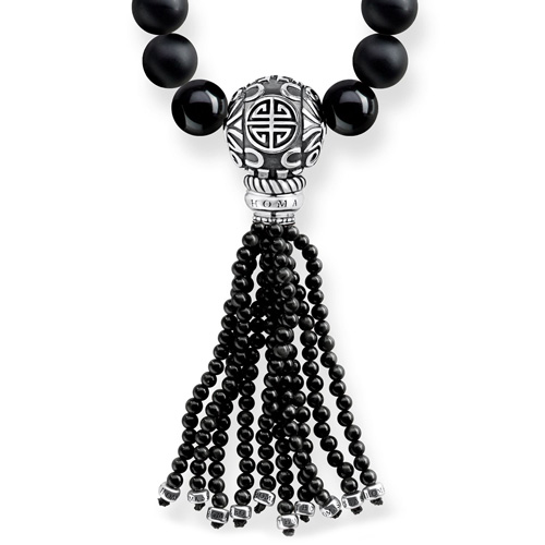 Náhrdelník "Etnický černý" Thomas Sabo, KE1677-704-11-L90, Sterling Silver, 925 Sterling silver, blackened, obsidian
