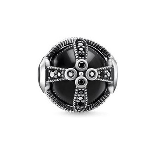 Korálek "Královská černá" Thomas Sabo, K0268-641-11, Karma Beads, 925 Sterling silver, blackened, onyx, zirconia black