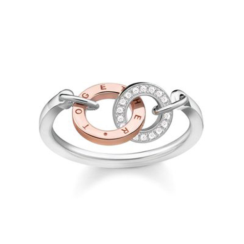 Prsten "Spolu" Thomas Sabo, D_TR0032-095-14-56, Sterling Silver, 925 Sterling silver, 9k rose gold, white diamond