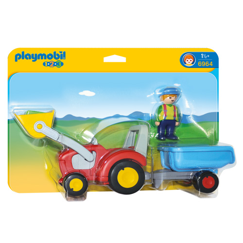 Traktor s přívěsem Playmobil, 1.2.3, 3 ks