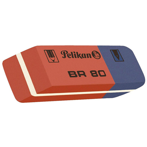Kombinovaná pryž Pelikan, BR 80, na grafitové tužky a inkoust, červeno-modrá