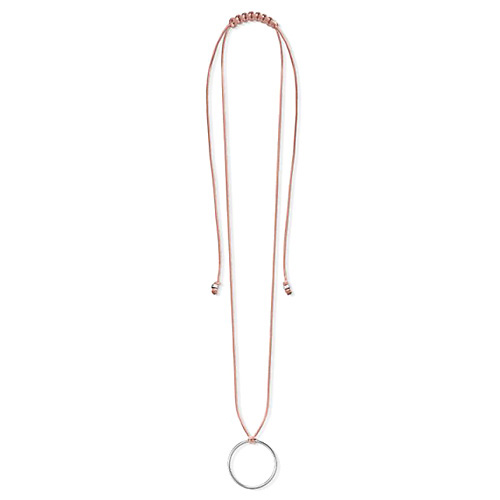 Náhrdelník s kroužkem na přívěsky Thomas Sabo, LSKE016-173-19-L80v, Charm Club, 925 Sterling silver, nylon beige