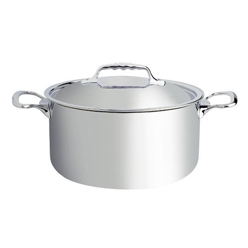 Hrnec de Buyer, 3742.28 AFFINITY, vysoký okraj, poklice, průměr 28 cm, objem 8,6 l, výška 14 cm, nedeformovatelný, rukojeti z nerezové oceli,
