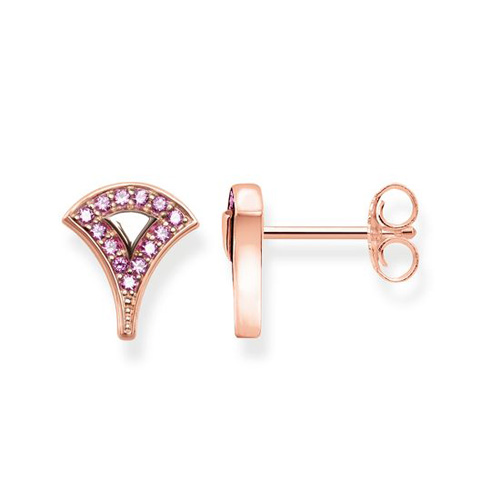 Náušnice "Asijské ornamenty" Thomas Sabo, H1976-540-10, Sterling Silver, 925 Sterling silver, 18k rose gold plating, synthetic corundum red