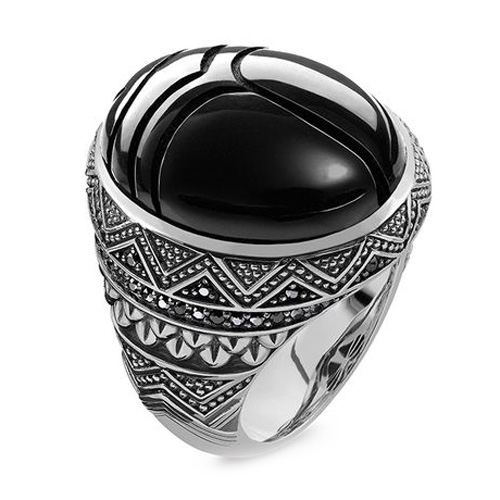 Prsten "Černý vruboun" Thomas Sabo, TR2134-641-11-60, Sterling Silver, 925 Sterling silver, blackened, onyx, zirconia black