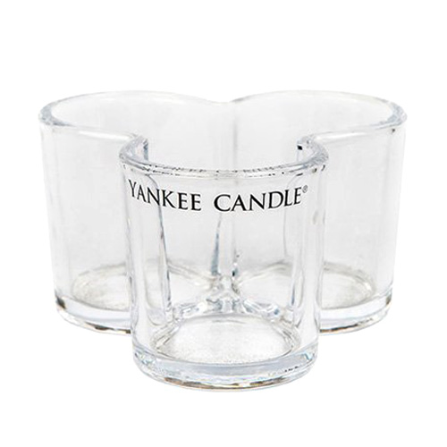 Svícen skleněný Yankee Candle, Trojlístek, na 3 svíčky, čiré sklo
