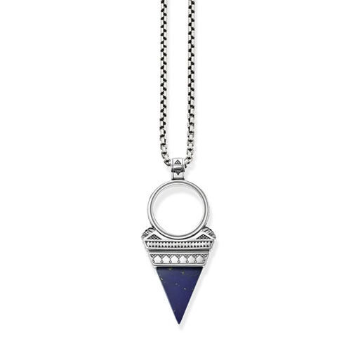 Náhrdelník "Modrý trojúhelník" Thomas Sabo, KE1780-531-1-L55v, Sterling Silver, 925 Sterling silver, blackened, simulated lapis lazuli