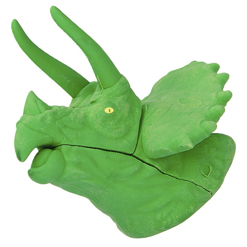 Gumovací pryž Dino World ASST, Zelený Triceratops, 3D puzzle