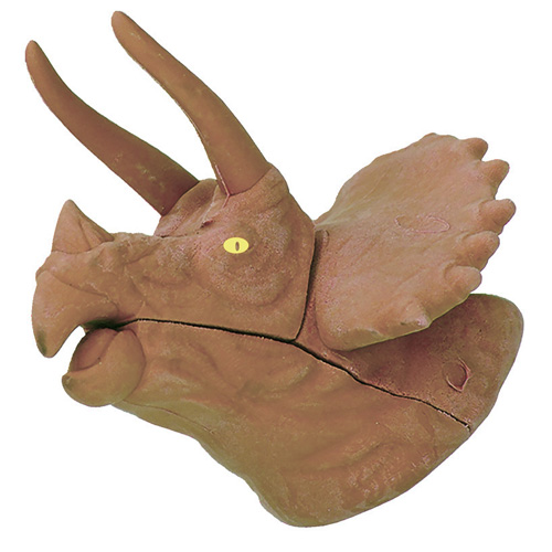 Gumovací pryž Dino World ASST, Hnědý Triceratops, 3D puzzle