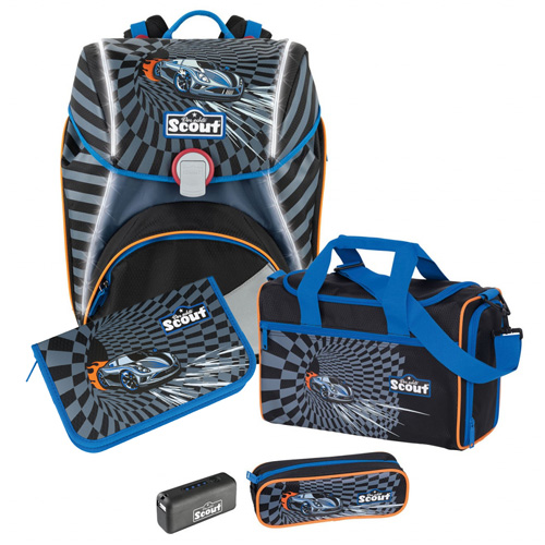 Školní set Scout 4-dílný - Alpha, s LED světlem, závodní auto
