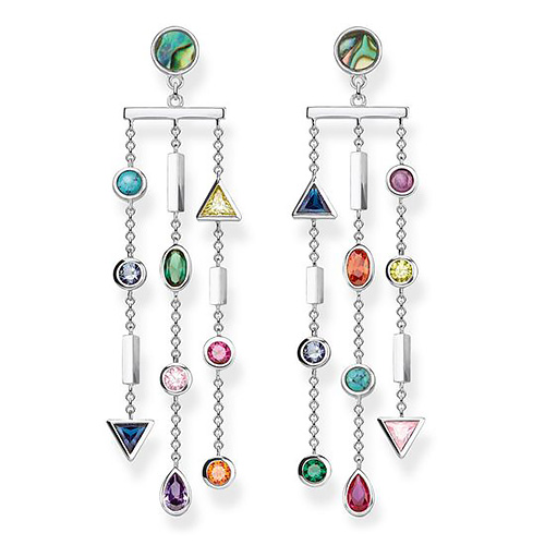 Náušnice "Barevné kameny" Thomas Sabo, H2041-983-7, Sterling Silver, 925 Sterling silver, synthetic corundum, abalone mother-of-pearl, synthetic spinel, glass-ceramic stone, simulated, zirconia