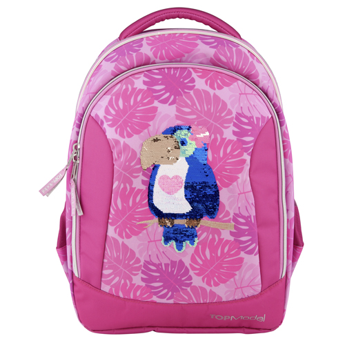Školní batoh Top Model Tukan, měnící flitrový obrázek, růžový