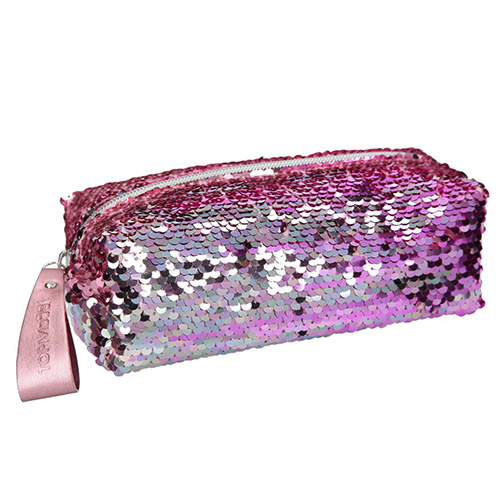 Kosmetická taška Top Model, Růžová s měnícími flitry