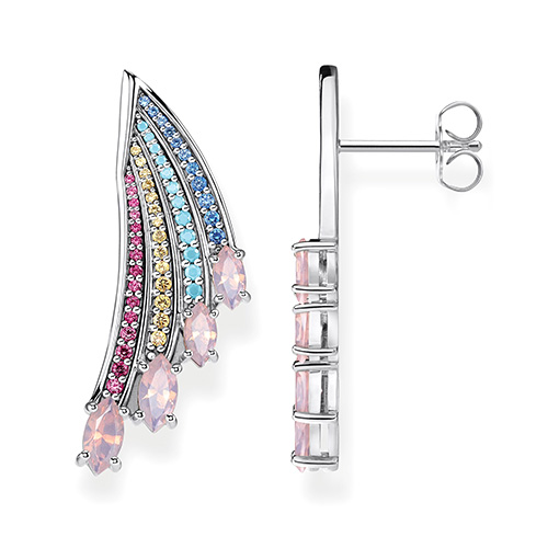 Náušnice "Křídlo kolibříka" Thomas Sabo, H2102-348-7, Sterling Silver, 925 Sterling silver, blackened, synthetic corundum, glass-ceramic stone