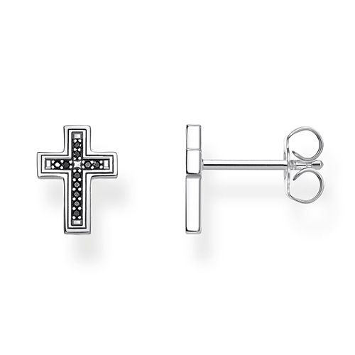 Náušnice "Černý kříž" Thomas Sabo, H2112-643-11, Sterling Silver, 925 Sterling silver, blackened, zirconia black