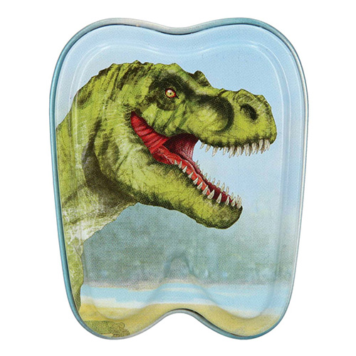 Plechová krabička Dino World ASST, T-Rex, modrá