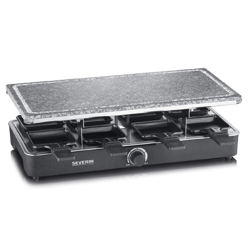 Raclette gril Severin, RG 2372, přírodní kámen, 8 pánviček, 1400W, 46x23 cm