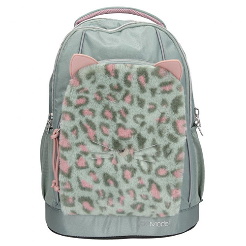 Školní batoh Top Model, Šedo-růžový leopardí vzor