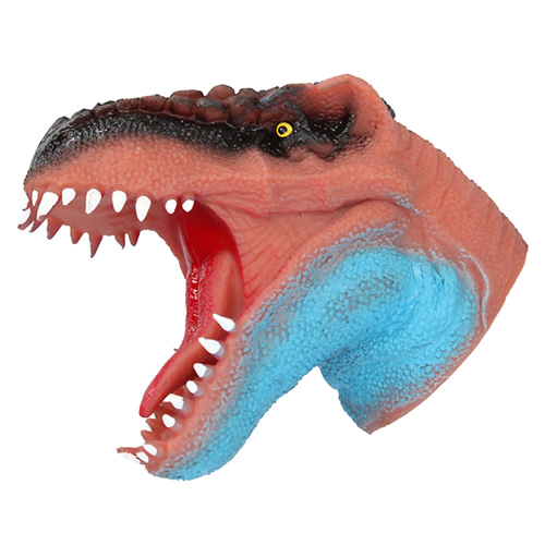 Tyrannosaurus Rex na ruku Dino World ASST, Hnědo-modrý, silikonový