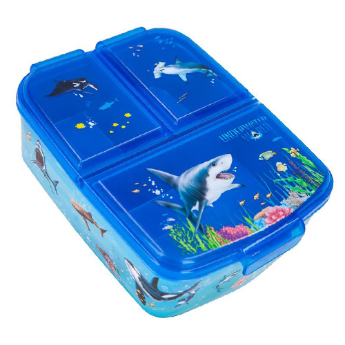 Svačinový box Underwater World, Tyrkysovo-modrý, 3 segmenty | 0411960_A, 13,5 x 17,5 x 5,5 cm