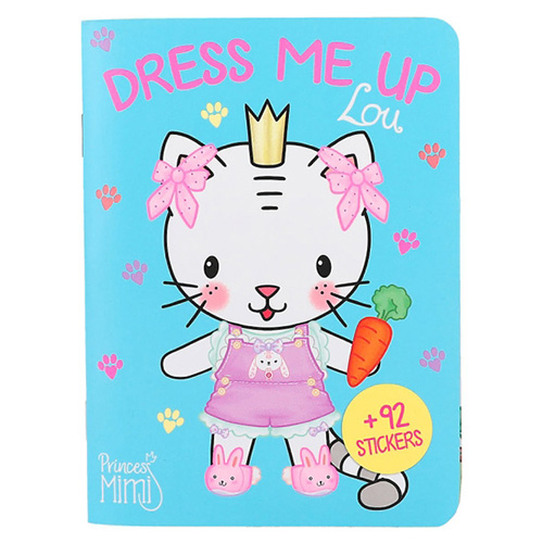 Kreativní sešit Princess Mimi, Dress me up; Lou, modrý, 92 samolepek
