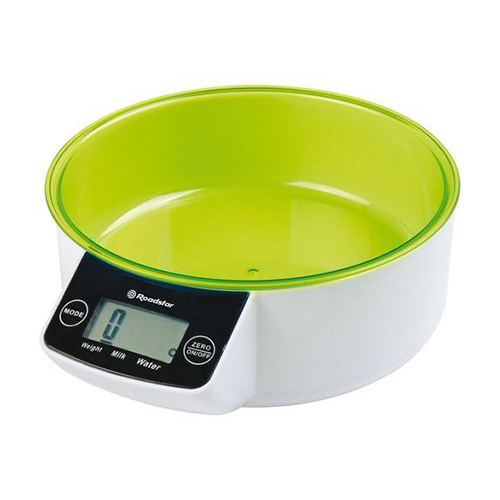 Kuchyňská váha Roadstar, KS-250/GR, zelená kuchyňská váha, dotykové ovládání, max. nosnost 5 kg