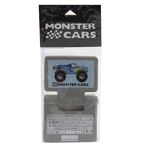Gumovací pryž Monster Cars, Šedá - ve tvaru laptopu