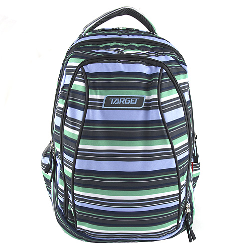Školní batoh 2v1 Target Pruhovaný, černo-modro-zelený